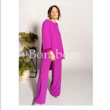 #conjunto de bluson y pantalón con pluma, ceremonia - Imagen 1