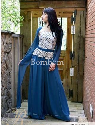 Mono ceremonia azul cuerpo encaje blanco - Imagen 1