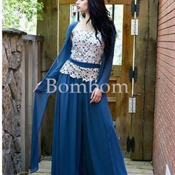 Mono ceremonia azul cuerpo encaje blanco - Imagen 1