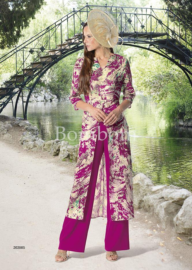 Traje de casaca bordada y pantalon tejido devoré - Imagen 1