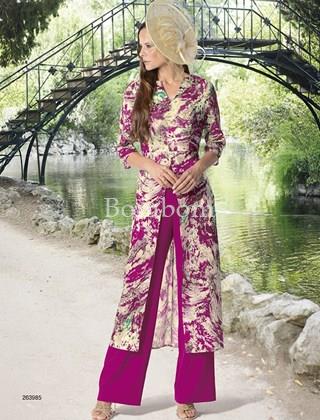 Traje de casaca bordada y pantalon tejido devoré - Imagen 1