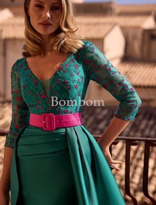 #veni infantino vestido madrina con sobrefalda#vestido de madre de novia - Imagen 1