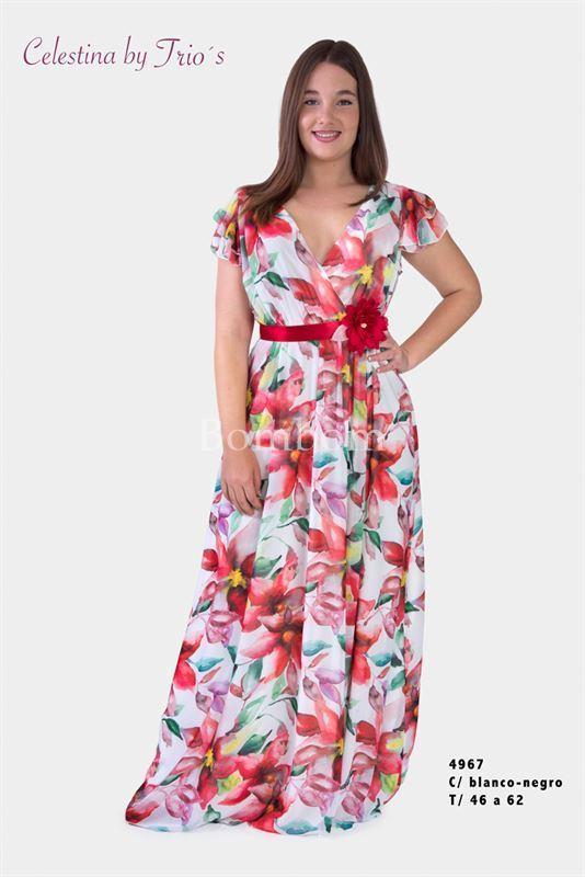 Vestido 4967 largo floral talla grande disponible en talla 58 y 62 - Imagen 1