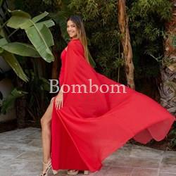 Vestido con capa rojo y fucsia - Imagen 2