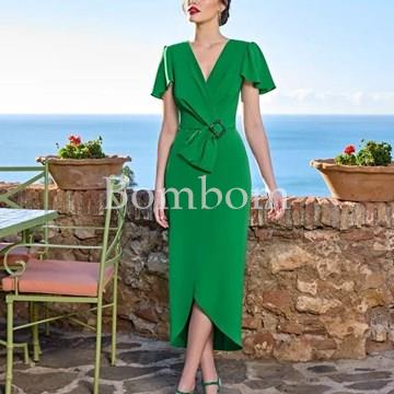 Vestido corto ceremonia verde y buganvilla - Imagen 1