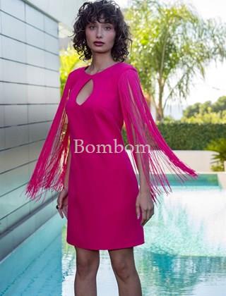 Vestido corto con flecos azul y fucsia - Imagen 1