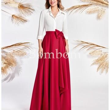 Vestido de madrina camisero riaza ,# mikado + colores - Imagen 1