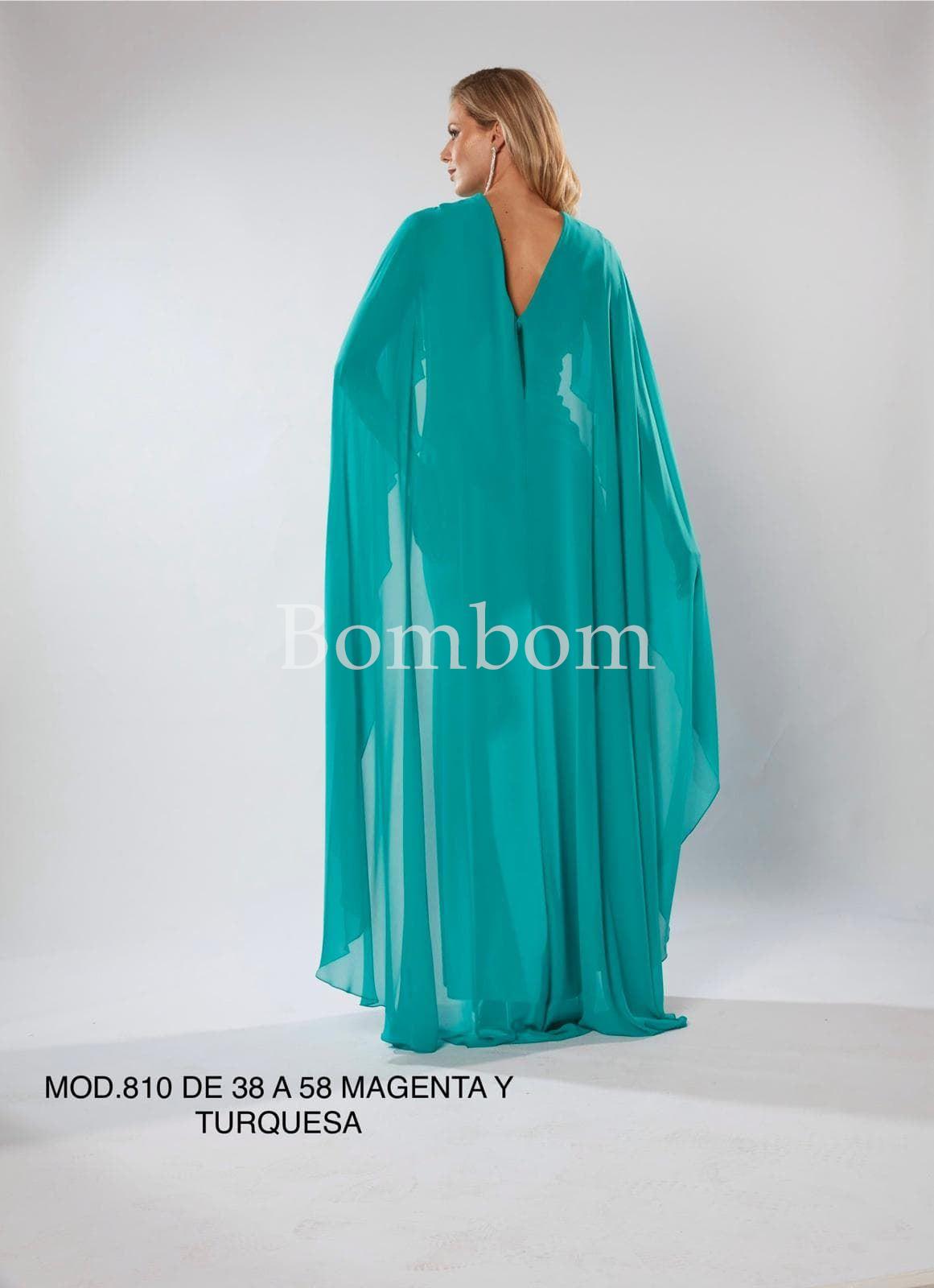 Vestido de madrina con capa , magenta o verde - Imagen 2
