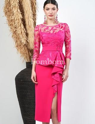 Vestido de madrina elegante con mangas - Imagen 2