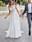 Vestido de novia blanco bordado con #capa bordada con plumas - Imagen 1