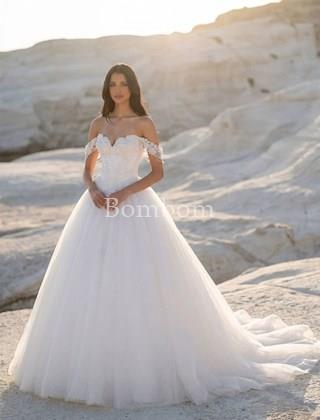 Vestido de novia blanco corte a - Imagen 1