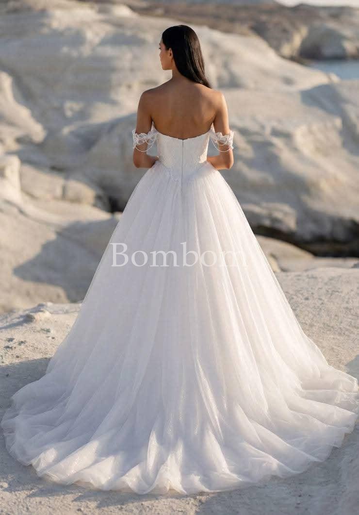 Vestido de novia blanco corte a - Imagen 2