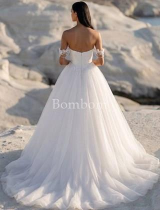 Vestido de novia blanco corte a - Imagen 2