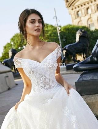 Vestido de novia blanco escote v - Imagen 1