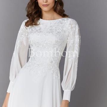 Vestido de novia blanco manga larga - Imagen 2