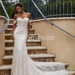 Vestido de novia blanco sirena espalda efecto tatuaje - Imagen 1