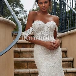 Vestido de novia blanco sirena espalda efecto tatuaje - Imagen 2