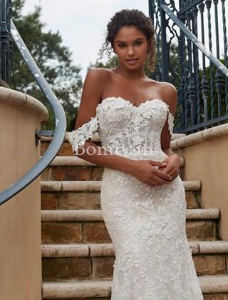 Vestido de novia blanco sirena espalda efecto tatuaje - Imagen 2