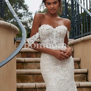 Vestido de novia blanco sirena espalda efecto tatuaje - Imagen 2