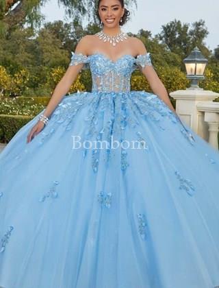 VESTIDO de novia color azul - Imagen 1