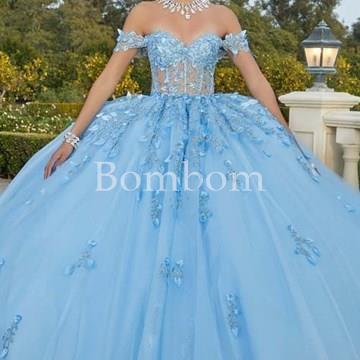 VESTIDO de novia color azul - Imagen 1