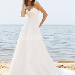 Vestido de novia liso escote corazón - Imagen 1
