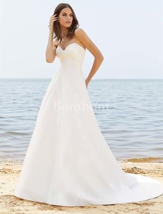 Vestido de novia liso escote corazón - Imagen 1