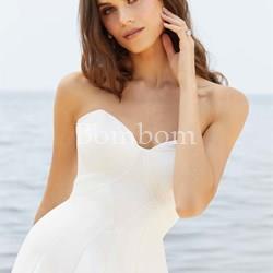 Vestido de novia liso escote corazón - Imagen 2