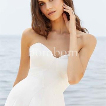 Vestido de novia liso escote corazón - Imagen 2