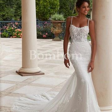 #Vestido de novia marfil ,corte sirena corpiño transparente - Imagen 1