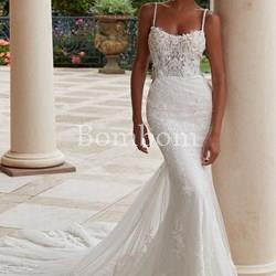 #Vestido de novia marfil ,corte sirena corpiño transparente - Imagen 2