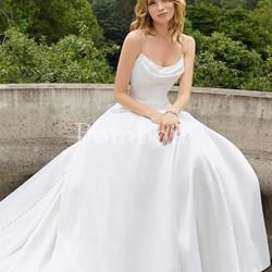 Vestido de novia mikado blanco liso - Imagen 1