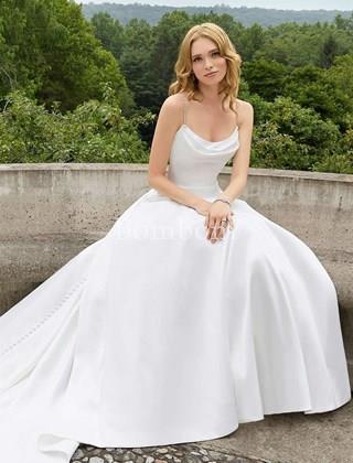 Vestido de novia mikado blanco liso - Imagen 1