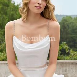 Vestido de novia mikado blanco liso - Imagen 2