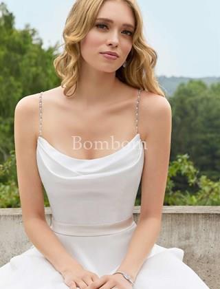 Vestido de novia mikado blanco liso - Imagen 2