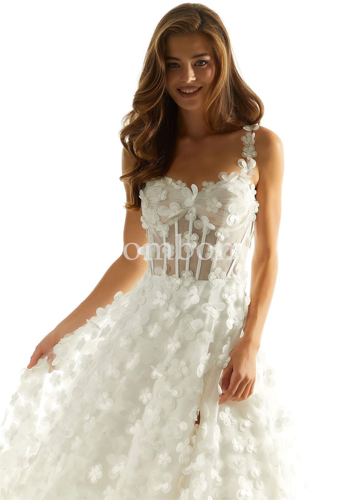 Vestido de novia Morilee blanco flores 3d - Imagen 1