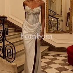 Vestido de novia pedreria plata corte sirena - Imagen 1