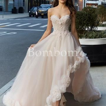 Vestido de novia rosa palo falda desmontable - Imagen 2