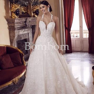 Vestido de novia, tirantes desmontable macrame y encaje francés - Imagen 1