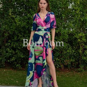 Vestido estampado largo multicolor - Imagen 1