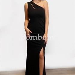Vestido largo corte asimétrico negro - Imagen 2
