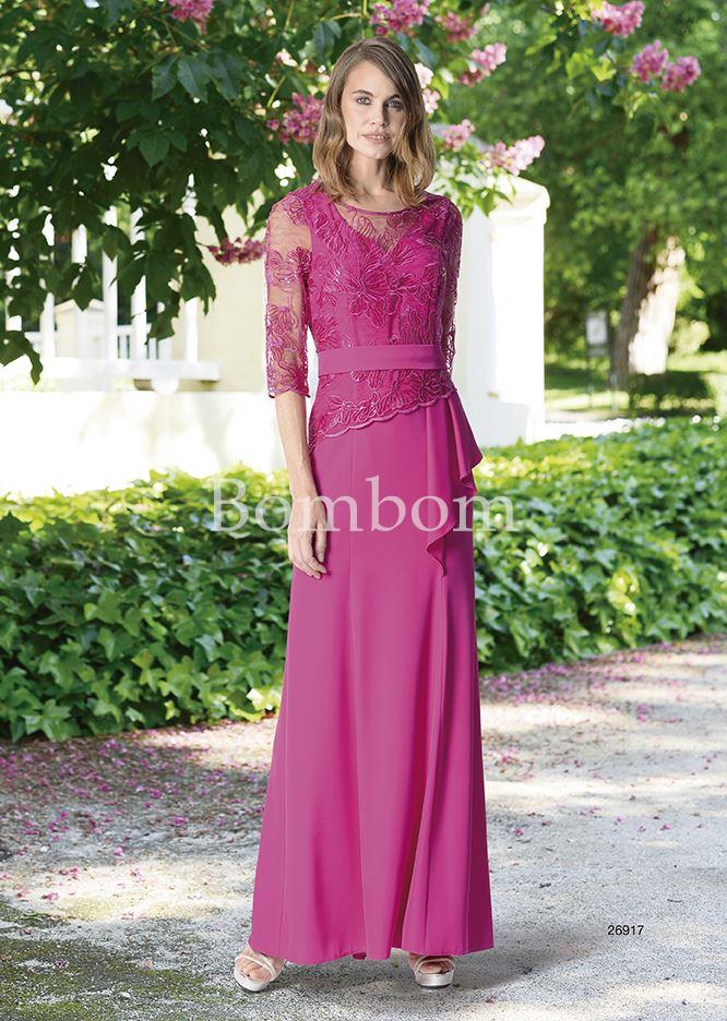 Vestido largo cuerpo bordado manga francesa - Imagen 1