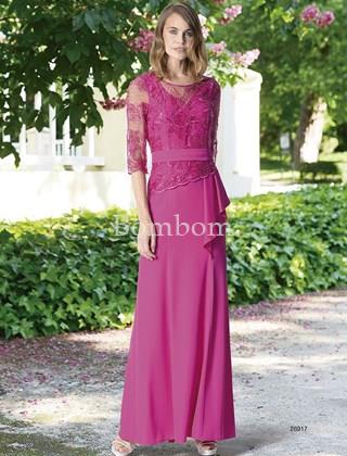 Vestido largo cuerpo bordado manga francesa - Imagen 1