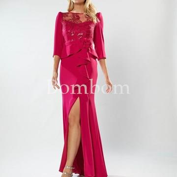 Vestido largo de madrina color burdeos - Imagen 1