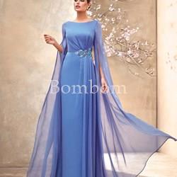 Vestido largo de madrina con mangas - Imagen 1