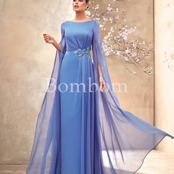 Vestido largo de madrina con mangas - Imagen 1