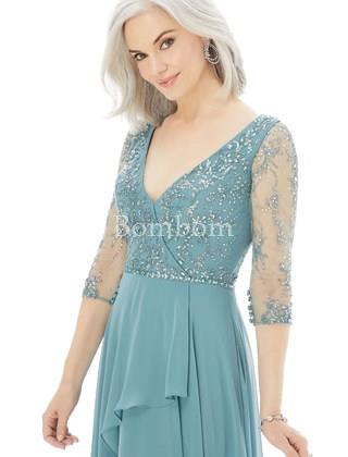 VESTIDO LARGO DE MADRINA VERDE AGUA - Imagen 2