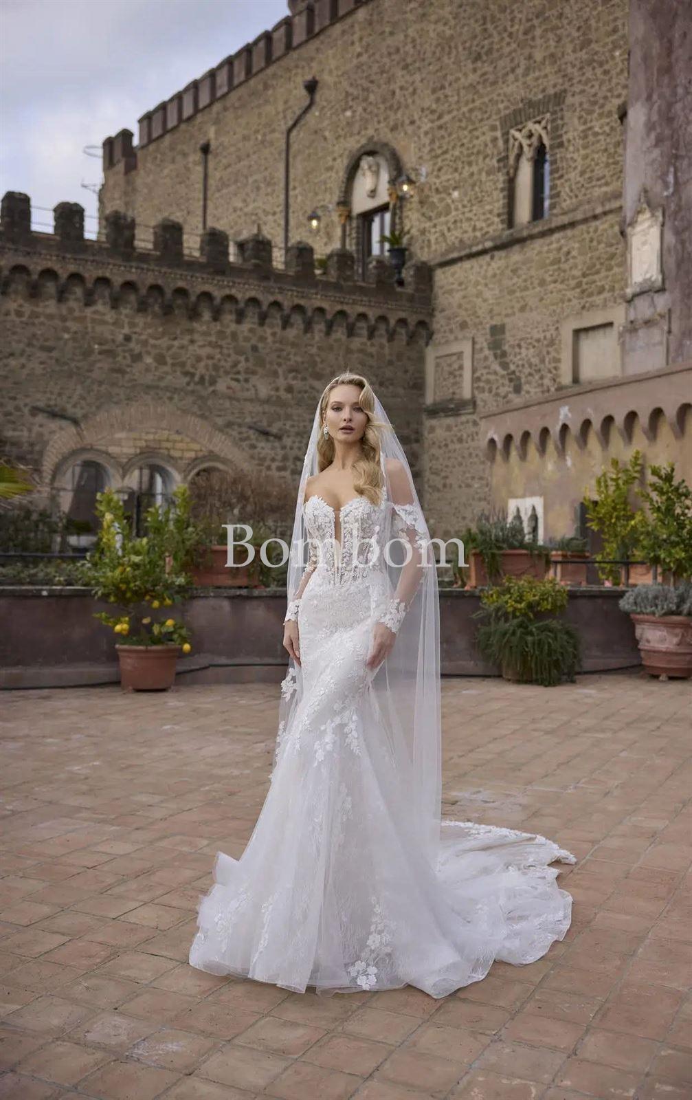 Vestido largo de novia corte sirena - Imagen 1