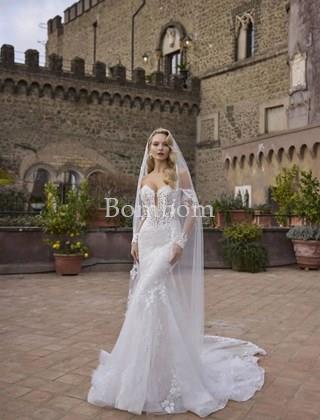 Vestido largo de novia corte sirena - Imagen 1