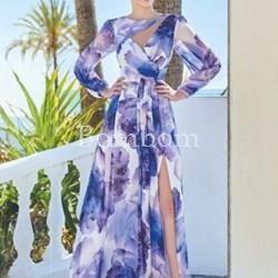 Vestido largo floral asimétrico - Imagen 1